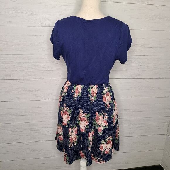 Modcloth Dining Outdoors Blue Polka Dot Mini Dress‎ Size Medium - Picture 3 of 11